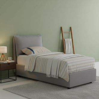 Talamo Italia Talamo Italia - Cama Individual Rossella, Cama Contenedor Con Revestimiento De Tela, 100% Made In Italy, Apertura Frontal, Con Colch&oacute;n 80x200 Cm Inclu