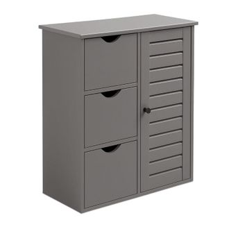 Relaxdays Armadio da bagno Relaxdays, HxLxP: 80 x 60 x 30 cm, 3 cassetti e ripiani, armadietto per bagno, ingresso, cucina, grigio