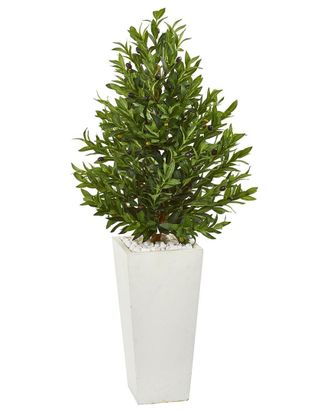 Nearly Natural 4Ft Olive Cone Topiary Uv-Resistant Artificial Tree In Planter (Indoor/Outdoor)