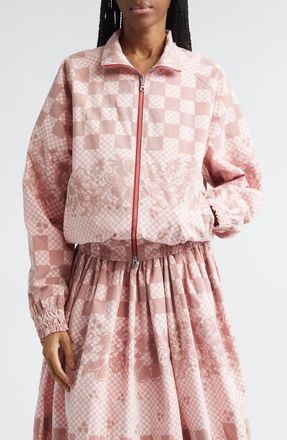 Paolina Russo Shirred Track Jacket in Red/White at Nordstrom, Size Medium