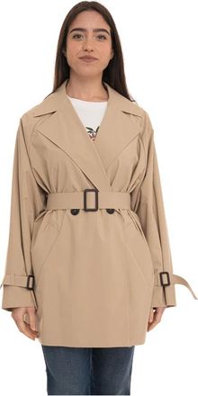 Max Mara Wkdovatta double-breasted stofjas - Dames - Trenchcoats - Beige - M - Polyester - Jassen