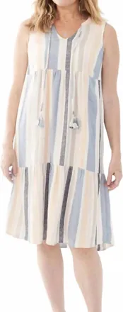 FDJ Tiered Midi Dress In Baha Stripe