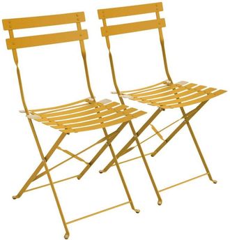 Sweeek Set of 2 folding garden chairs, yellow ochre, 49.5x41x80.5 cm - Emilia