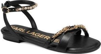 Karl Lagerfeld Christiano Ankle Strap Sandal in Black at Nordstrom, Size 5.5
