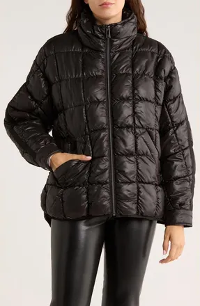 BCBGeneration Zip Quilted Short Puffer Jacket in Black at Nordstrom Rack, Size X-Small