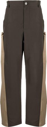 Feng Chen Wang two-tone straight-leg trousers - men - Spandex/Elastane/Polyester/Cotton - M - Green