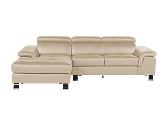 VENTE-UNIQUE.COM Sof&aacute; rinconera piel 4 plazas topo 260x167cm