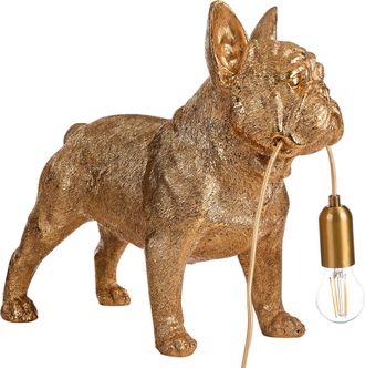 Beliani L&aacute;mpara De Mesa Con Tem&aacute;tica Animal L&aacute;mpara De Noche Con Forma De Perro L&aacute;mpara De Lectura Para Dormitorio Dorado Baxter