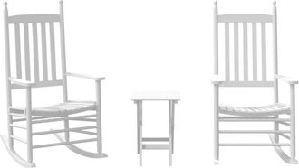 vidaXL vidaXL Rocking Chairs 2pcs with Foldable Table White Solid Wood Poplar