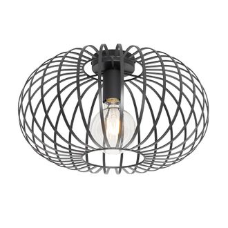 QAZQA Dise&ntilde;o Plaf&oacute;n De Dise&ntilde;o Negro 39 Cm - Johanna Acero Redonda Adecuado Para Led Max. 1 X 40 Watt - Qazqa