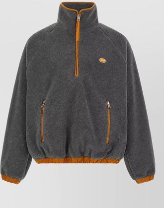 Ami contrast trim high neck fleece sweatshirt