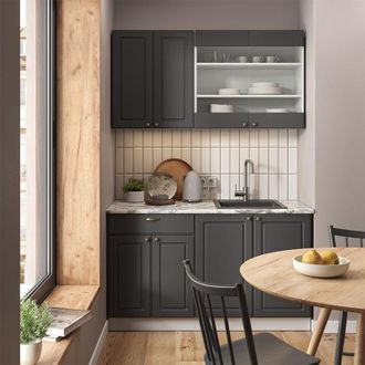 Vicco Cocina Para Solteros Fame-line, Antracita-oro/blanco, 140 Cm Sin Encimera