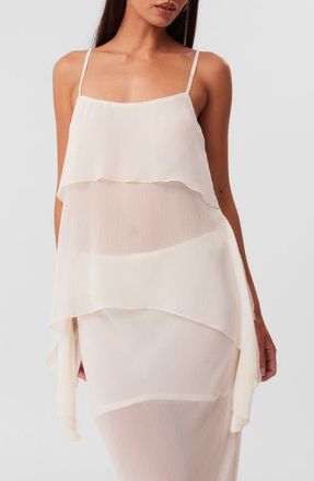 SNDYS Tamara Handkerchief Hem Chiffon Cami Top in Off White at Nordstrom, Size X-Large