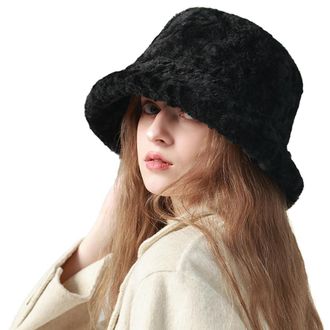 Generic Winter Hats for Women Winter Bucket Wide Brim Fur Hat Winter Faux Fur Fluffy Fisherman Hats Winter Bucket, a, One Size