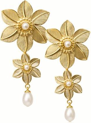 Adiba Magnolia Bloom Drop Earring in Gold at Nordstrom