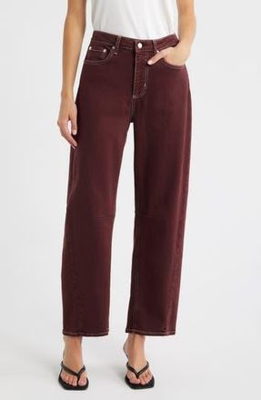 Rails Samo High Waist Barrel Leg Jeans in Chocolate Contrast Stitch at Nordstrom Rack, Size 27