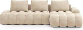 Cosmopolitan Design Sof&aacute; cama esquinero derecho con ba&uacute;l 3 plazas terciopelo beige claro