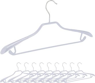 Relaxdays Relaxdays 10 Perchas Para Trajes, Varilla Pantalones, Gancho Colgar Falda, Colgador Metal Y Pvc, 19x45x3,5cm, Gris Claro