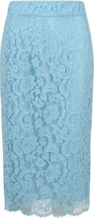 Dolce & Gabbana Kanten kokerrok met split - Dames - Midirokken - Blauw - L - Rokken