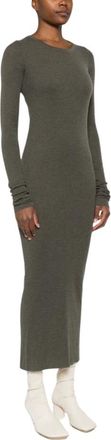 Rick Owens Midi Dresses, female, Green, Size: L Rib Long-Sleeve Midi Dress