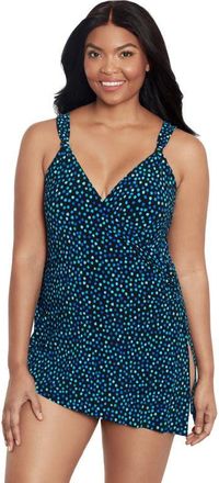 Trimshaper Diana Surplice Side-Tie Coverage Swimdress in Funfetti at Nordstrom, Size 12