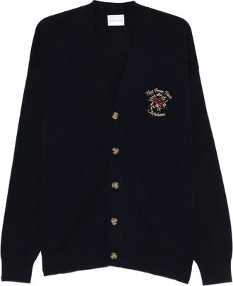Dr&ocirc;le de Monsieur Embroidered Button Cardigan