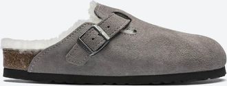 Birkenstock Womens Boston Shearling Clogs In Stone Coin
