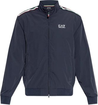 Emporio Armani Stand-up Collar Jacket - Heren - Zomerjassen - Blauw - M - Leer - Jassen