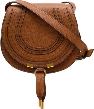 Chlo&eacute; Womens Saddle Bag Marcie Brown Leather Shoulder