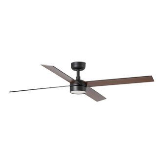 Netlighting Rudder Large 4 Blade Ceiling Fan Black Walnut Light Smart in Brown