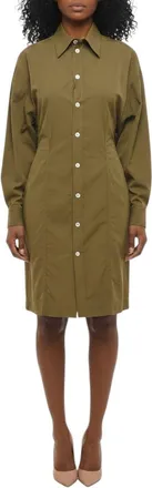 Bottega Veneta Green Shirt Collar Knee Length Dress