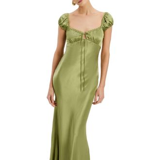 Bardot Stasia Satin Maxi Dress in Khaki at Nordstrom, Size 2