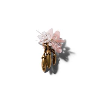 Miu Miu Single Metal Earring With Crystals, Woman, Brass/pink