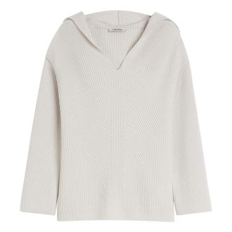 Max Mara Falcone Hooded Sweatshirt - Dames - V-hals truien - Wit - S - Wol - Truien & Vesten