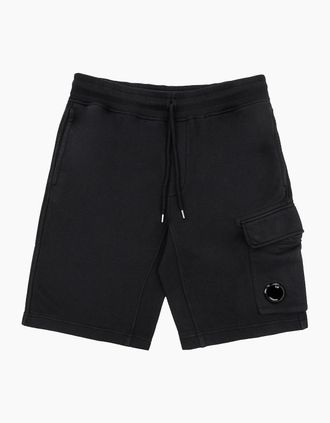 C.P. Company Mens Cp Company Cotton Diagonal Fleece Cargo Shorts Black 999 - Size: 32/30/31