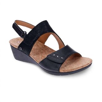 Revere Comfort Shoes Womens Grenada Back Strap Wedge Sandal In Black