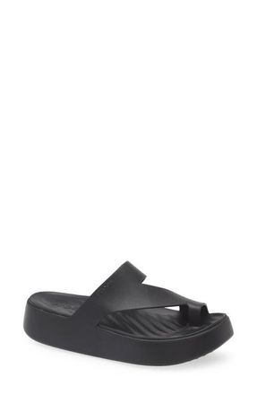 Crocs Getaway Toe Loop Waterproof Platform Sandal in Black at Nordstrom, Size 10