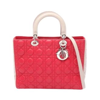 Dior Pre-owned Lady Dior Leather 2way Handbag - Dames - Pre-owned - Roze - Maat: ONE Size Leer