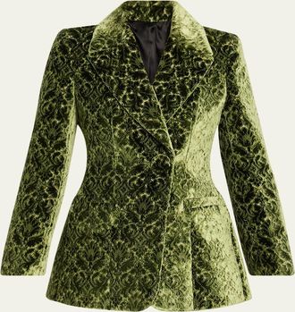 Burberry Virginia Baroque Velvet Double-Breasted Jacket