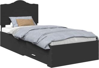 vidaXL Bed Frame with Headboard Black 75 x 190 cm Engineered Wood vidaXL