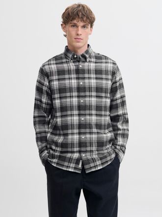 Jack & Jones Langarmhemd JACK & JONES JPRBLUBARKLEY FLANNEL X-MAS L/S SHIRT CH, Herren, Gr. XS, N-Gr, charcoal gray, Web, Obermaterial: 100% Baumwolle, kariert, re