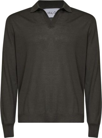 D4.0 D 4.0 T-shirts en Poloshirts - Heren - V-hals truien - Groen - M - Wol - Truien & Vesten