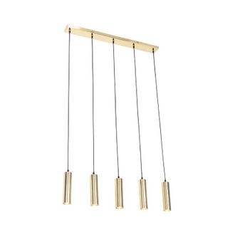 QAZQA Moderno Lámpara colgante moderna latón 5 luces - Jeana Acero Alargada Adecuado para led Max. 5 x 35 Watt - Qazqa