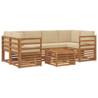 vidaXL Conjunto De Sof&aacute;s De Exterior Con Coj&iacute;n 7 Pcs Natural Y Beige Vidaxl