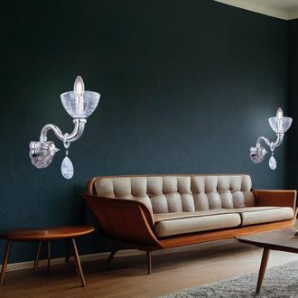 Globo Lighting Lampadario a muro lampada da parete lampada da soggiorno lampada da ingresso in cristallo fumo, 1x attacco E14, LxH 13x37 cm Globo 64131-1W