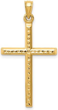 Diamond2Deal 14k Yellow Gold Hollow Diamond-cut Cross Pendant