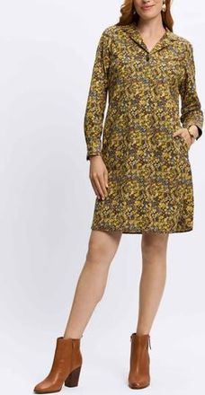Foxcroft Sloane Ditsy Floral Long Sleeve Shirtdress in Multi Yellow at Nordstrom Rack, Size X-Small