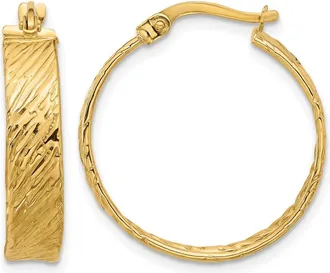 Diamond2Deal 14K Yellow Gold Textured Round Hoop Earrings 22 mm