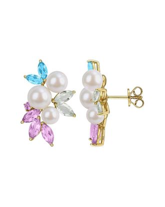 Rina Limor Gold-Plated Silver 4.50 ct. tw. Pearl (Multi-Gem) & 6.5-8mm Pearl Earrings