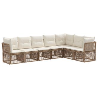 vidaXL Conjunto De Sof&aacute;s De Jard&iacute;n 7 Pcs Beige Rat&aacute;n Sint&eacute;tico Vidaxl
